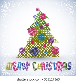 Christmas greeting card, vector, Merry Christmas lettering.