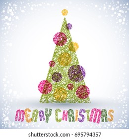 Christmas greeting card, vector, Merry Christmas lettering.