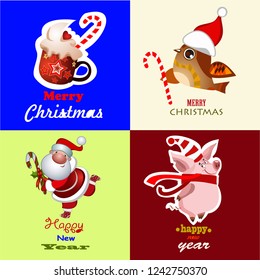 Christmas Greeting Card. Vector New Year posters. Merry Christmas banners