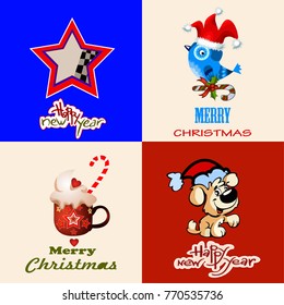 Christmas Greeting Card. Vector New Year posters. Merry Christmas banners