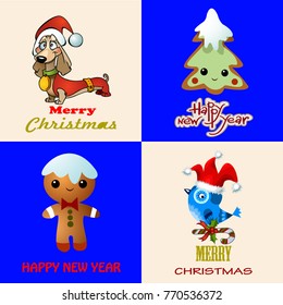 Christmas Greeting Card. Vector New Year posters. Merry Christmas banners