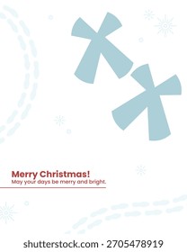 Christmas greeting card vector poster design with snow trail ornaments