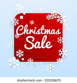 Christmas Greeting Card. Vector realistic volumetric background with snowflakes.