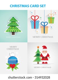 Christmas greeting card vector set
