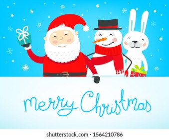 Plantilla vectorial de tarjetas de felicitación navideña con viñeta Santa claus
