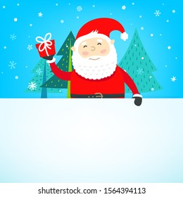 Plantilla vectorial de tarjeta de felicitación de Navidad con muñeco de dibujos animados
