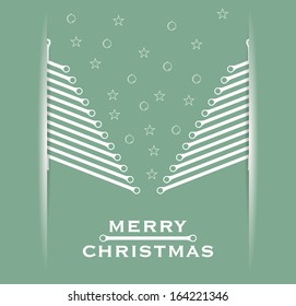 Christmas greeting card - vector template with abstract pine tree