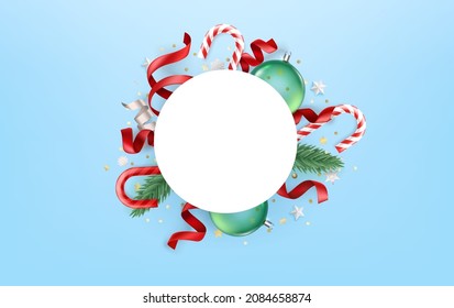 Christmas greeting card vector template with season decor

