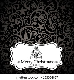 Christmas Greeting Card. Vintage black background. vector illustration 