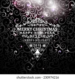 Christmas Greeting Card. Vintage card with Christmas letter, typography, vector illustration. 