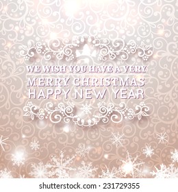 Christmas Greeting Card. Vintage card with Christmas letter, typography. Background pattern is seamless. vector