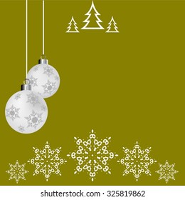 Christmas Greeting Card. Vintage red card with Christmas balls.
