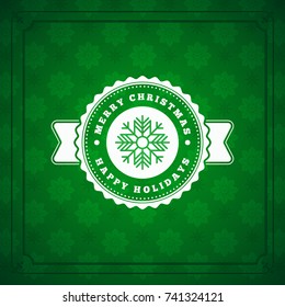Christmas greeting card. Vintage typographic badge. Christmas typographic background. Vector Illustration