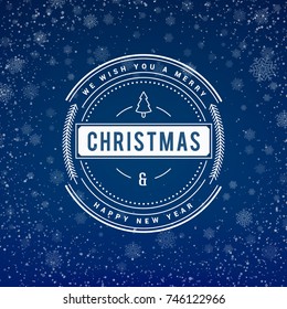 Christmas greeting card. Vintage Christmas typographic background. Vector Illustration