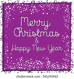 Christmas Greeting Card in Violet. Merry Christmas lettering. Stylish elements for design. Vector illustration. 