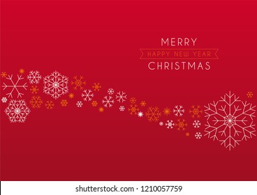 Christmas greeting card with wave snowflakes