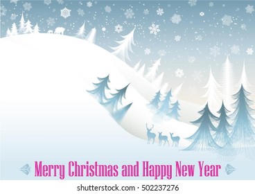Christmas greeting card winter forest