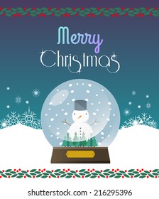 Christmas greeting card winter landscape. Merry Christmas and holidays wish Vector background.