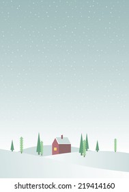 Christmas greeting card winter landscape. Merry Christmas and holidays wish Vector background. 