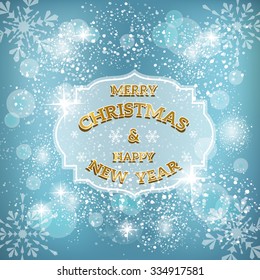 Christmas greeting card. Winter light  background. Vector illustration.