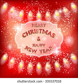 Christmas greeting card. Winter light  background. Vector illustration.