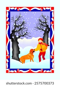Christmas greeting card and winter vector illustration