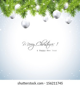 Christmas greeting card with wreath and silver balls