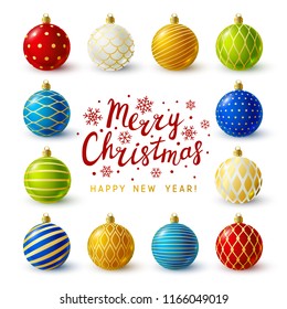 Christmas greeting card with Xmas balls frame