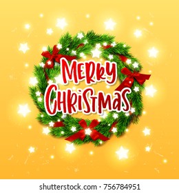 Christmas greeting card. Xmas vector background. Hand drawn calligraphy. concept handwritten Merry Christmas