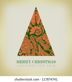 Christmas Greeting Card/Merry Christmas decor /Christmas tree and  winter background