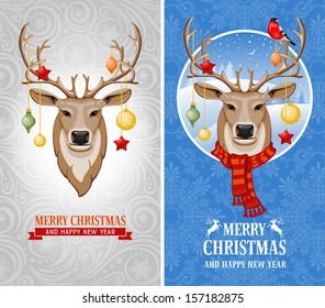Christmas greeting cards with deer 