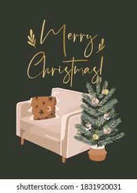 Christmas Greeting Cards with Scandinavian winter elements. Merry holidays. Template for New 2021 Year, gift tag, calendar, Scrapbooking, Stickers, Planner, Invitations.