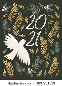 Christmas Greeting Cards with Scandinavian winter elements. Merry holidays. Template for New 2021 Year, gift tag, calendar, Scrapbooking, Stickers, Planner, Invitations.