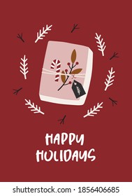 Christmas Greeting Cards with Scandinavian winter elements. Merry holidays. Template for New 2021 Year, gift tag, calendar, Scrapbooking, Stickers, Planner, Invitations.