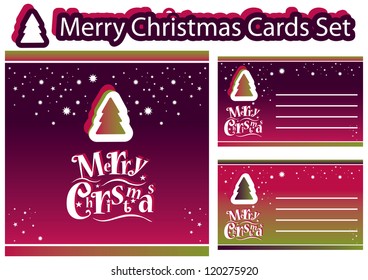 Christmas Greeting Cards set template for corporate invitations and Greeting. Merry Christmas lettering illustration
