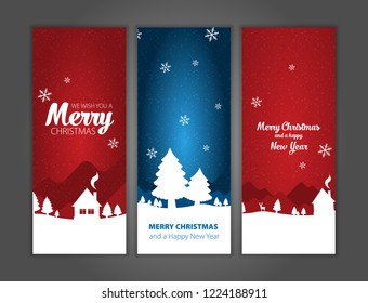 Christmas greeting cards set. Vector illustration