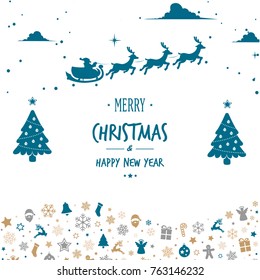 Christmas Greeting Cards With Silhouette Santa In The Sky