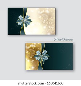 Christmas greeting cards with silver bows.