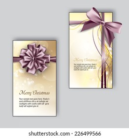 Christmas Greeting Cards with Sparkles and Bows.