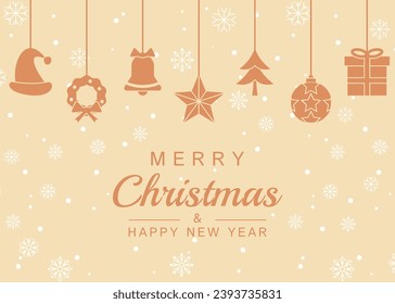 Christmas greeting cards with various icons such as hats, bells, trees, snow, stars gifts, balls. vector design for poster, banner, social media, web.