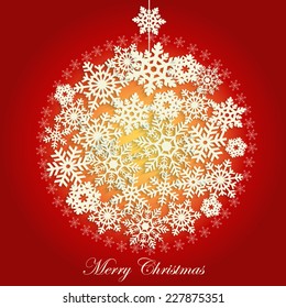 Christmas Greeting Card.Snowflakes Christmas ball