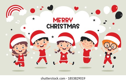 Christmas Greeting With Cartoon Characters