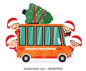 Christmas Greeting With Cartoon Characters