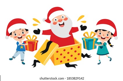 Christmas Greeting With Cartoon Characters
