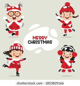 Christmas Greeting With Cartoon Characters