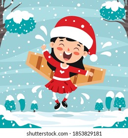 Christmas Greeting With Cartoon Characters