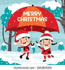 Christmas Greeting With Cartoon Characters