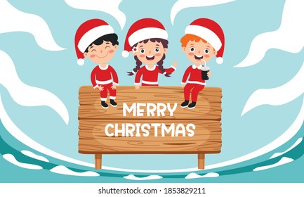 Christmas Greeting With Cartoon Characters