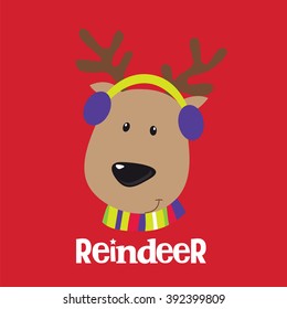 Christmas Greeting with cute Reindeer Design