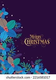 Christmas Greeting design with illustration and typography.